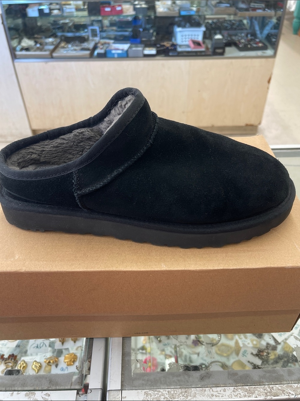 UGG Black Suede Classic Slipper